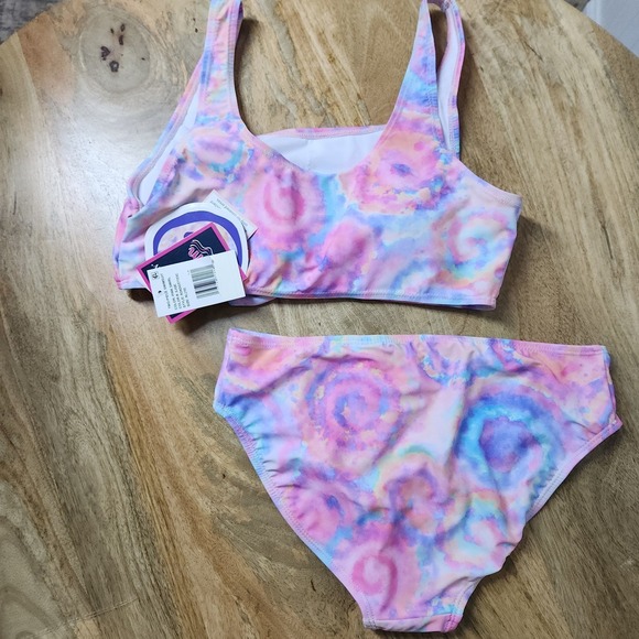 Andy & Evan Swimsuit Girls Size 16 Two Piece Pink Tie Dye New Nwt - Picture 2 of 8